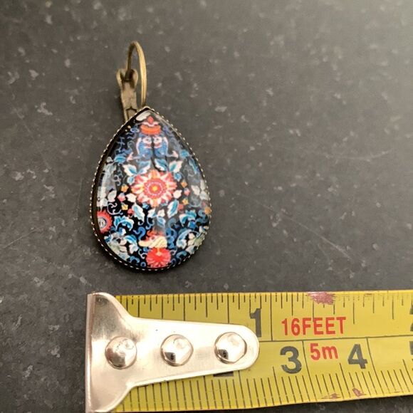 Khokhloma Boho Drop Earrings for Men Women, Unique Handcrafted Russian Folk Art - Picture 9 of 9